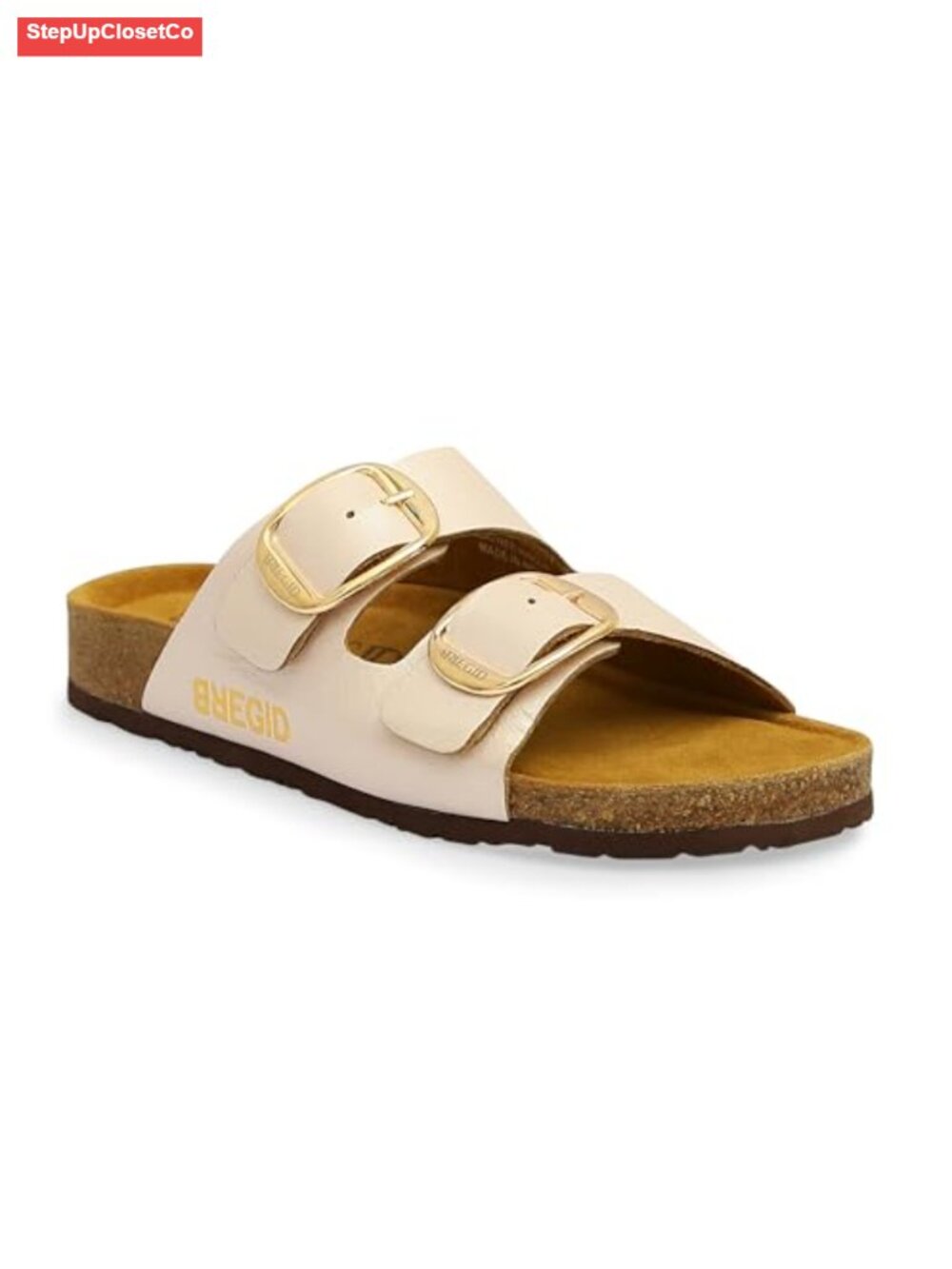 100% Genuine Leather Cork Footbed Slide Sandals with Arch Support